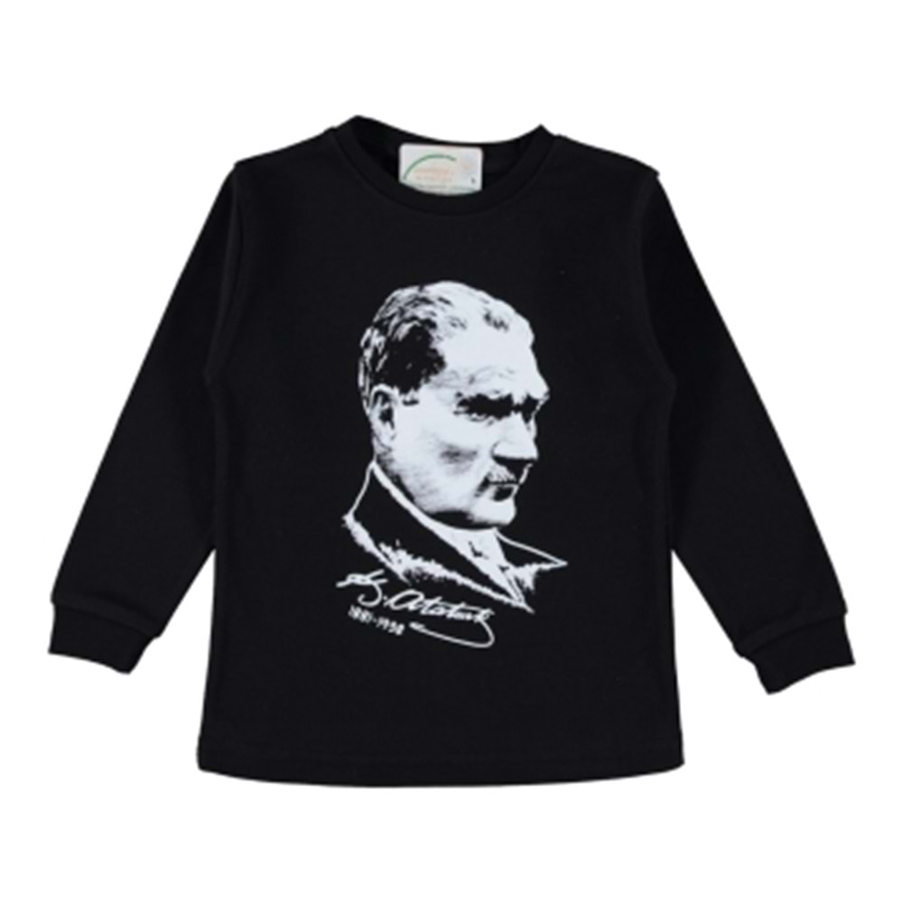 364760 ATATÜRK VE İMZA BASKILI SWEAT 5/8 YAŞ - SİYAH - 4-5 YAŞ