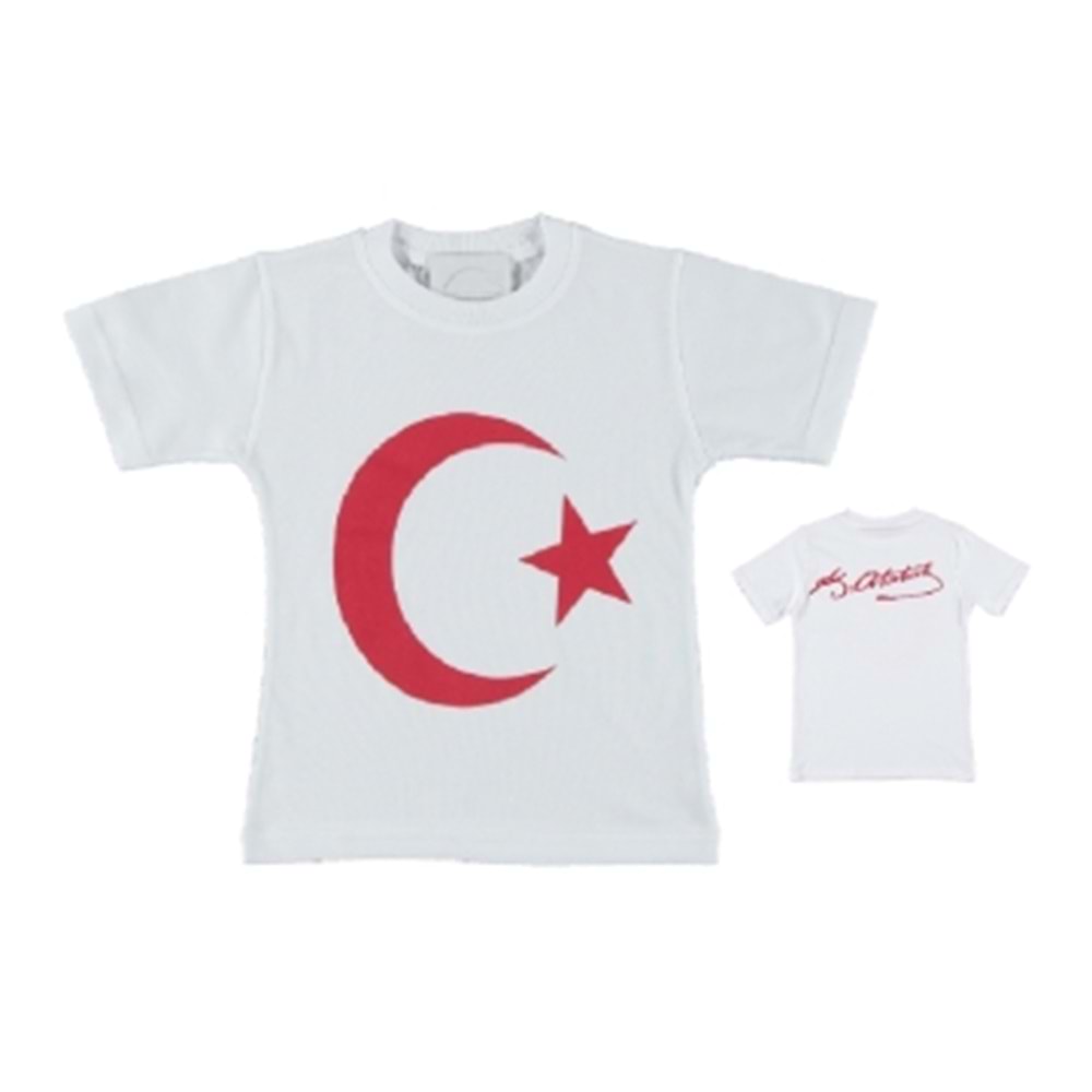 402372 TÜRK BAYRAK BASKILI TİŞÖRT 10/13 YAŞ - BEYAZ - 12-13 YAŞ