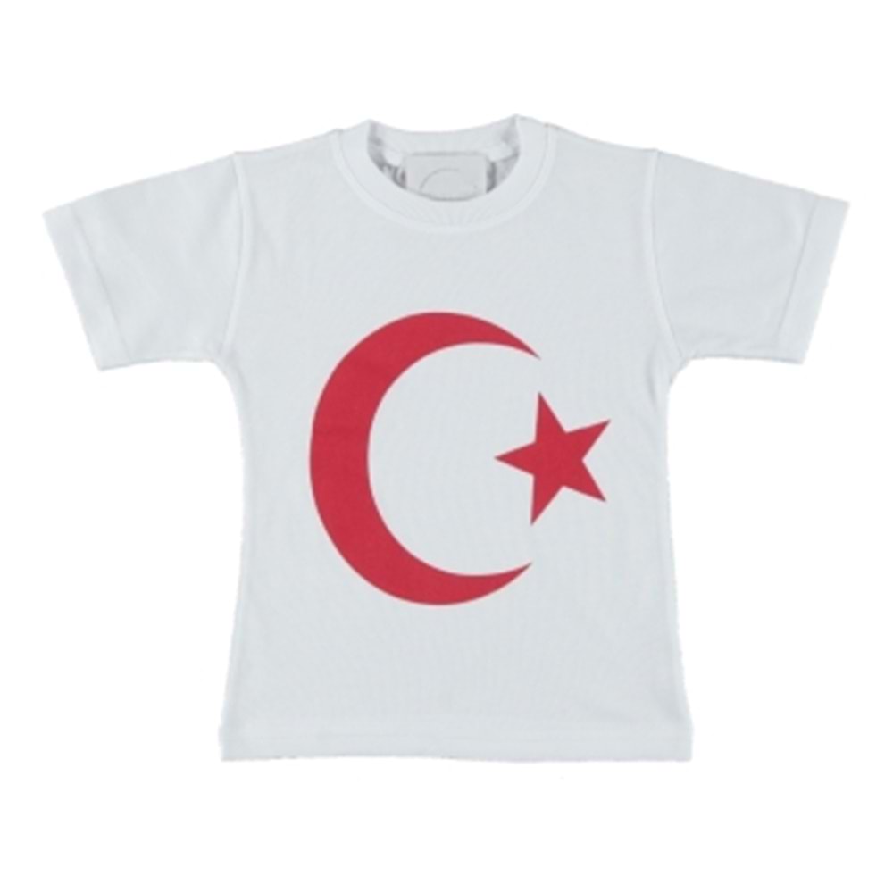 173031 BAYRAK BASKILI TİŞÖRT 7/15 YAŞ - BEYAZ - 7-8 YAŞ