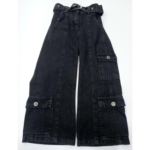 241265CEMİX KİDS KIZ 4/9 YAŞ KEMERLİ KARGO PANTOLON - FÜME - 4-5 YAŞ
