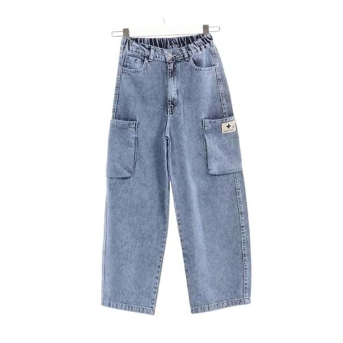 417786 Palazzo Kargo Cepli Kız Kot Pantolon 8Y,9Y,10Y,11Y