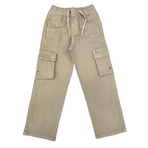420913 BAGGY KETEN PANTOLON 5Y,6Y,7Y,8Y Erkek - KREM - 4-5 YAŞ