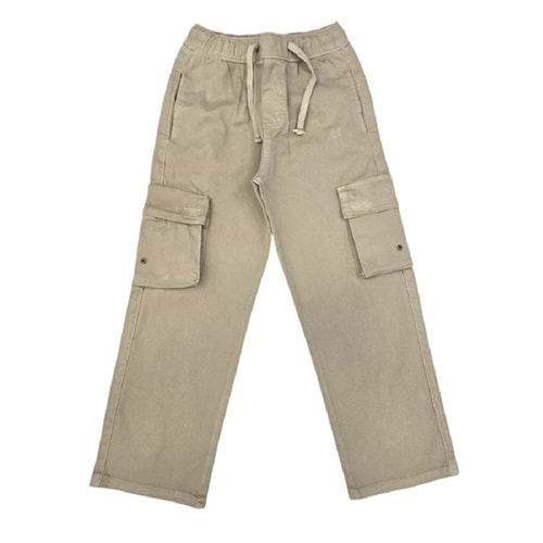 420917 BAGGY KETEN PANTOLON 9Y,10Y,11Y,12Y Erkek - KREM - 9-10 YAŞ