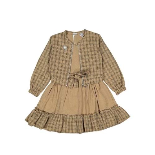 421507 Ekose Elbise 5-8 Yaş 5Y,6Y,7Y,8Y Kız