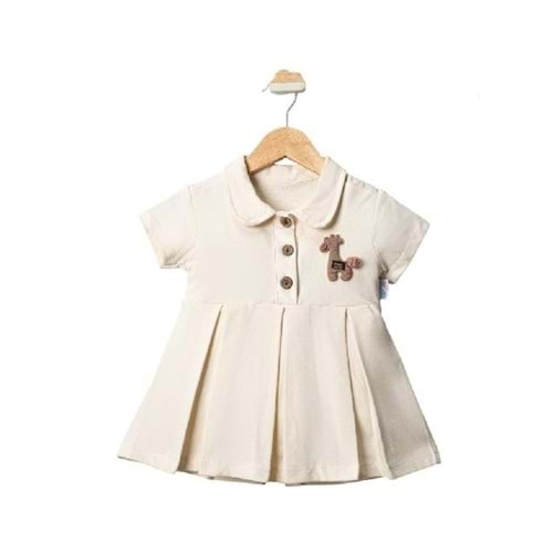 425231 Düğmeli Elbise 2Y,18 Ay,12 Ay,9 Ay Kız - KREM - 18 AY