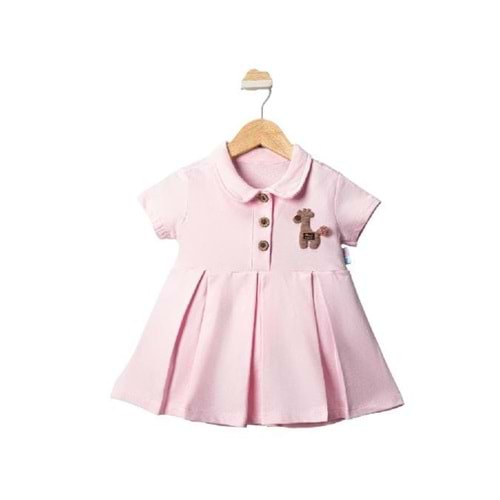 425231 Düğmeli Elbise 2Y,18 Ay,12 Ay,9 Ay Kız - PEMBE - 12 AY