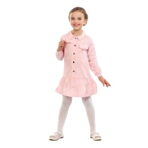 426218 Cep Kapaklı Elbise 7Y,8Y,9Y,10Y Kız - PEMBE - 9-10 YAŞ