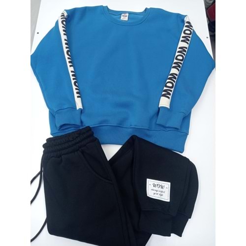 416657 3 İP Kolları Wow Baskılı Erkek Takım 9Y,10Y,11Y,12Y Erkek - MAVİ - 8-9 YAŞ