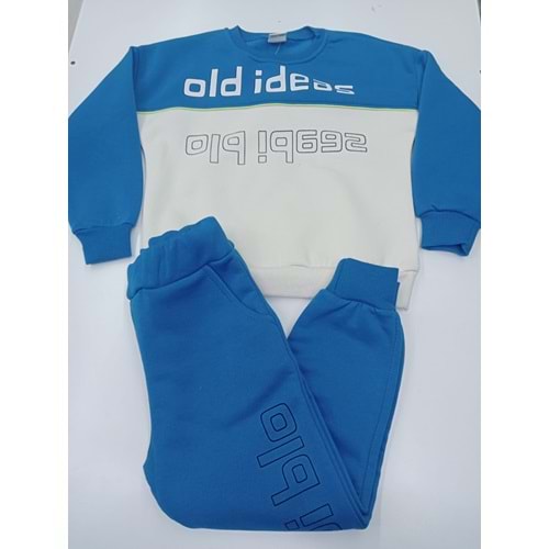 415170 Parçalı Old İdeas Baskılı Erkek Takım 5Y,6Y,7Y,8Y - MAVİ - 5-6 YAŞ
