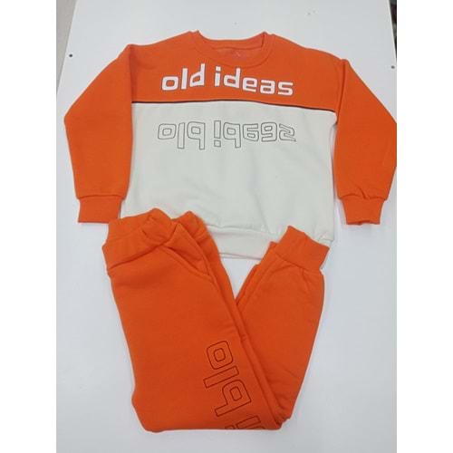 415170 Parçalı Old İdeas Baskılı Erkek Takım 5Y,6Y,7Y,8Y - TURUNCU - 7-8 YAŞ