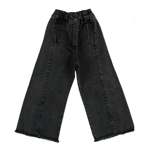 368912 Likralı Geniş Paça Black Kız Kot Pant 3/7Y