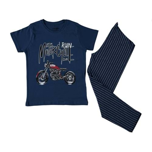 371805 Motorcycle Kısa Kol Pijama 7Y/9Y - LACİVERT - 7-8 YAŞ