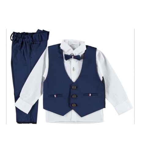 155554 YELEKLİ 3'LÜ ERKEK TAKIM 1/4 YAŞ - LACİVERT - 3-4 YAŞ