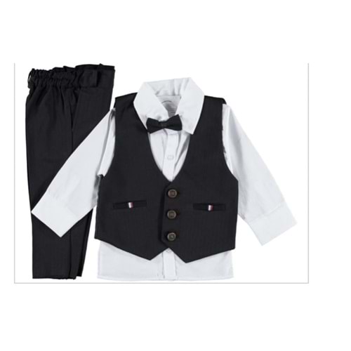 155554 YELEKLİ 3'LÜ ERKEK TAKIM 1/4 YAŞ - SİYAH - 3-4 YAŞ