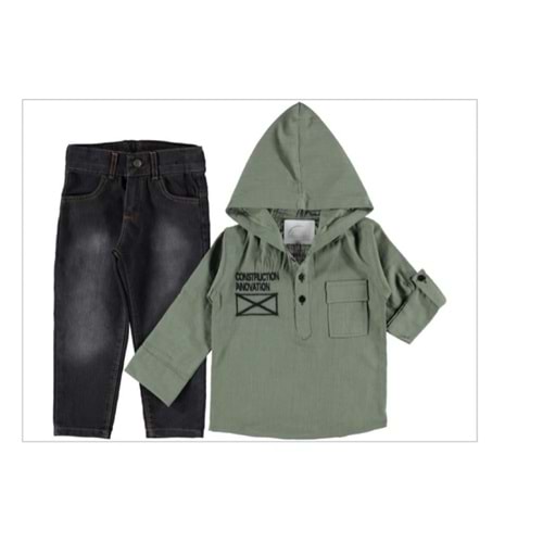 370850 2/5 Yaş Erkek Keten Gömlekli Takım - YEŞİL - 3-4 YAŞ