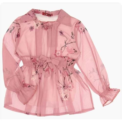 7136 9/12 YAS ONU GIPELI KIZ TUNIK - PEMBE - 11-12 YAŞ