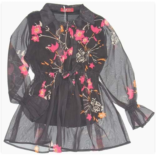 7137 13/16 YAS ONU GIPELI KIZ TUNIK - SİYAH - 15-16 YAŞ