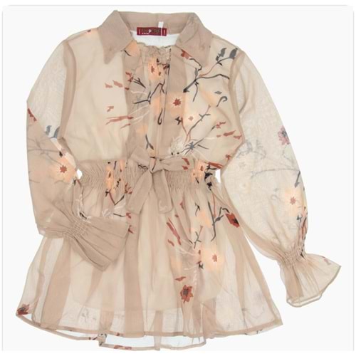 7137 13/16 YAS ONU GIPELI KIZ TUNIK - VİZON - 15-16 YAŞ