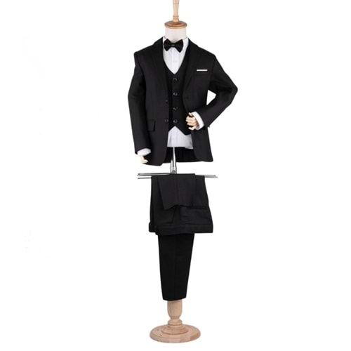 1001 MELANTİS YELEKLİ CEKETLİ TAKIM ELBİSE 5/15 YAŞ - SİYAH - 9-10 YAŞ