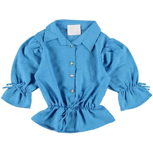 158020 KETEN MAYA KIZ GÖMLEK 13/16 YAŞ - MAVİ - 15-16 YAŞ