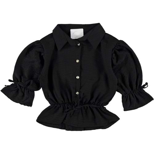 158020 KETEN MAYA KIZ GÖMLEK 13/16 YAŞ - SİYAH - 14-15 YAŞ