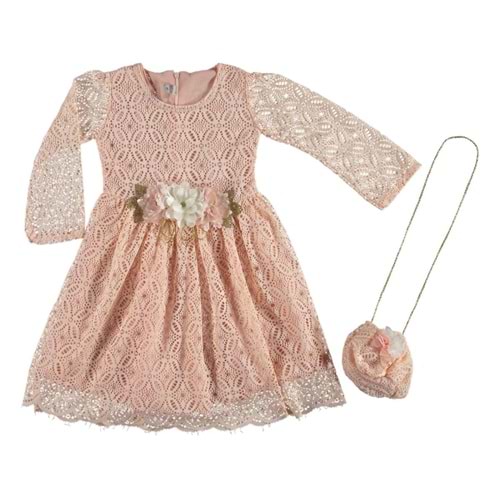 376598 RAŞEL DANTEL ÇANTALI KIZ ELBİSE 4/10 YAŞ - YAVRUAĞZI - 3-4 YAŞ