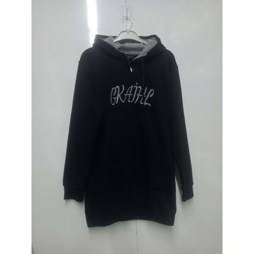 GEBZE KIZ İHLİSE KAPŞ. SWEAT TUNİK - SİYAH - 5XL