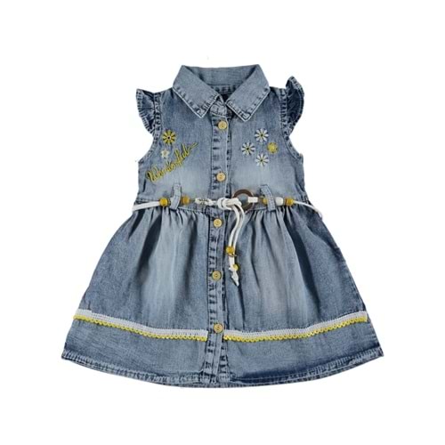 369231 Wonderfol Nakışlı Elbise 6Y,7Y,8Y,9Y - MAVİ - 8-9 YAŞ