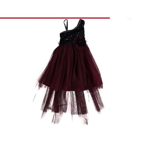 376282 Abiye Elbise 8Y,9Y,10Y,11Y,12Y - BORDO - 11-12 YAŞ