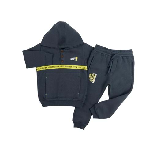 387794 NEVER BASKILI EŞOFMAN TAKIM 2/5 YAŞ Erkek - FÜME - 1-2 YAŞ