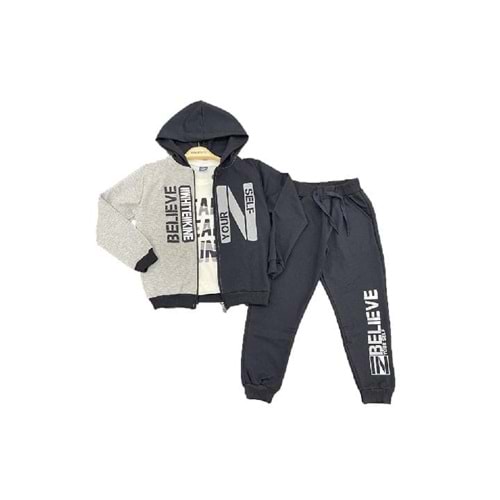 392471 BELEİVE BASKILI İKİ İPLİK TAKIM 2/5 YAŞ - GRİ - 1-2 YAŞ