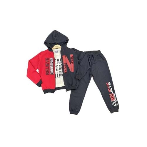 392471 BELEİVE BASKILI İKİ İPLİK TAKIM 2/5 YAŞ - KIRMIZI - 1-2 YAŞ