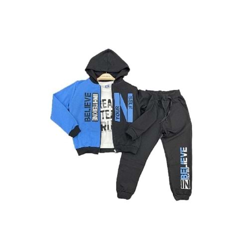 392471 BELEİVE BASKILI İKİ İPLİK TAKIM 2/5 YAŞ - MAVİ - 1-2 YAŞ