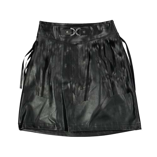 238284 KIZ 10/14 YAŞ PÜSKÜLLÜ DERİ ETEK - SİYAH - 12-13 YAŞ