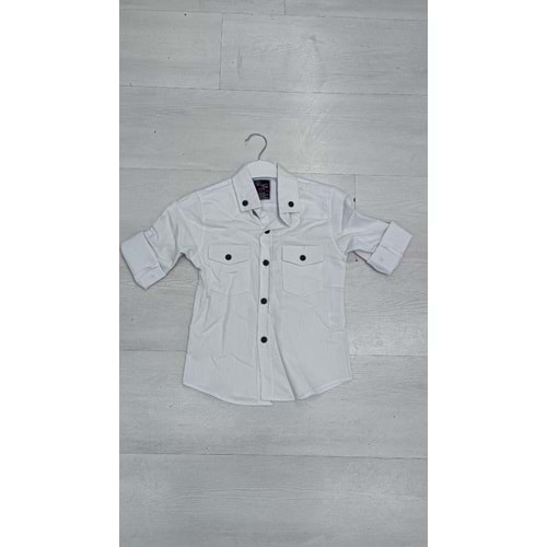 1238 Yıkamalı Gömlek 6/11 Yaş - BEYAZ - 10-11 YAŞ