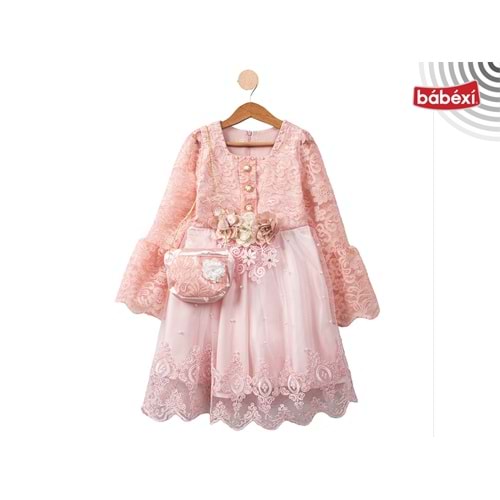 395088 Dantel Düğmeli 6Y,8Y,10Y - PEMBE - 5-6 YAŞ