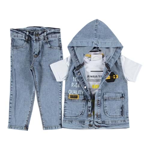 154583 ALWAYS BASKILI KOT YELEKLİ 3'LÜ ERKEK TAKIM 2/5 YAŞ - MAVİ - 2-3 YAŞ