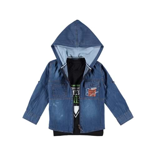 163396 TİŞÖRTLÜ ERKEK KOT GÖMLEK 8/12 YAŞ - MAVİ - 8-9 YAŞ