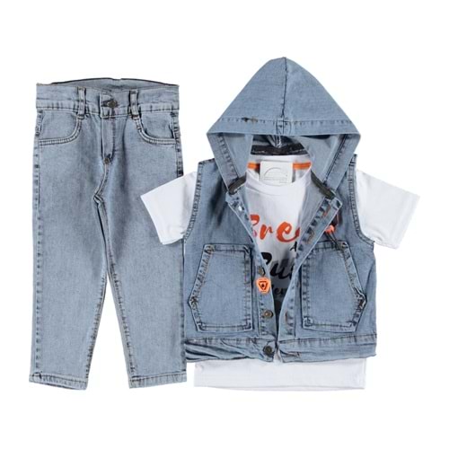 368310 BREAK BASKILI KOT YELEKLİ 3'LÜ ERKEK TAKIM 2/5 YAŞ - MAVİ - 4-5 YAŞ