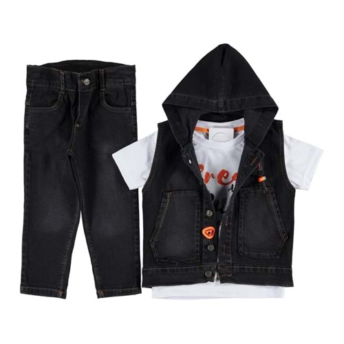 368310 BREAK BASKILI KOT YELEKLİ 3'LÜ ERKEK TAKIM 2/5 YAŞ - SİYAH - 3-4 YAŞ