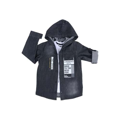 401432 TİŞÖRTLÜ LEGEND BASKILI ERKEK GÖMLEK 8/12 YAŞ - FÜME - 7-8 YAŞ