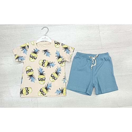 398019 ANANASLI 2Lİ TAKIM 2Y,3Y,4Y,5Y - MAVİ - 3-4 YAŞ