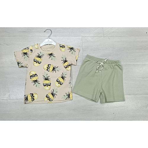 398019 ANANASLI 2Lİ TAKIM 2Y,3Y,4Y,5Y - SU YEŞİLİ - 3-4 YAŞ