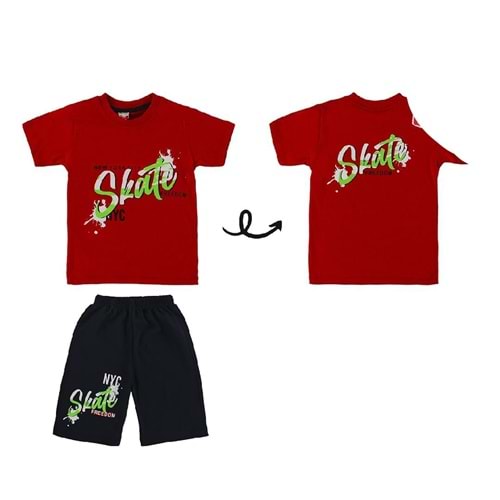 398051 Kaprili Takım 2Y,4Y,6Y,8Y - KIRMIZI - 5-6 YAŞ