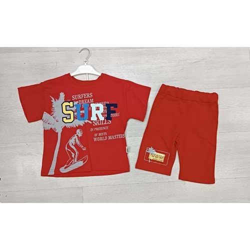 398282 ERKEK YAZLIK TAKIM 5Y,6Y,7Y,8Y - KIRMIZI - 6-7 YAŞ