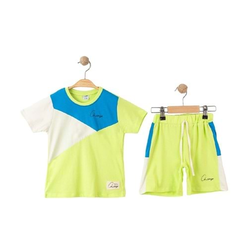 400679 Parçalı Baskılı Şortlu Erkek Takım 3Y,4Y,5Y,6Y - YEŞİL - 4-5 YAŞ