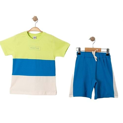 400960 BASKILI GARNİLİ ŞORTLU ERKEK TAKIM 3Y,4Y,5Y,6Y Erkek - YEŞİL - 2-3 YAŞ