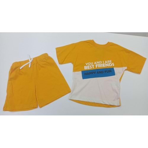 399975 Baskılı Şortlu İpli Erkek Takım 3Y,4Y,5Y,6Y - SARI - 2-3 YAŞ