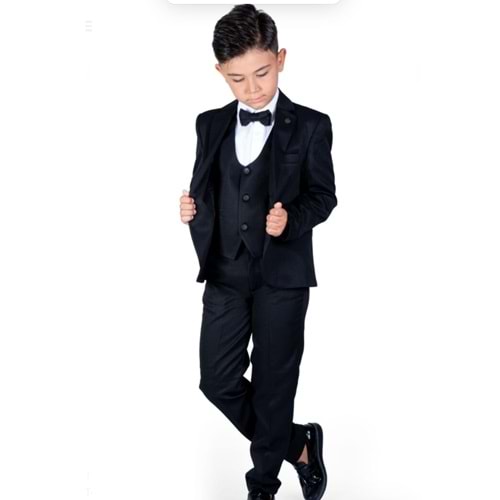 5736 9/12 yaş montero ceketli yelekli takım - SİYAH - 11-12 YAŞ