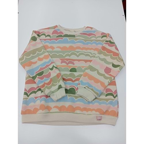 413895 Desenli SWEAT 5Y,6Y,7Y,8Y Kız - KREM - 7-8 YAŞ